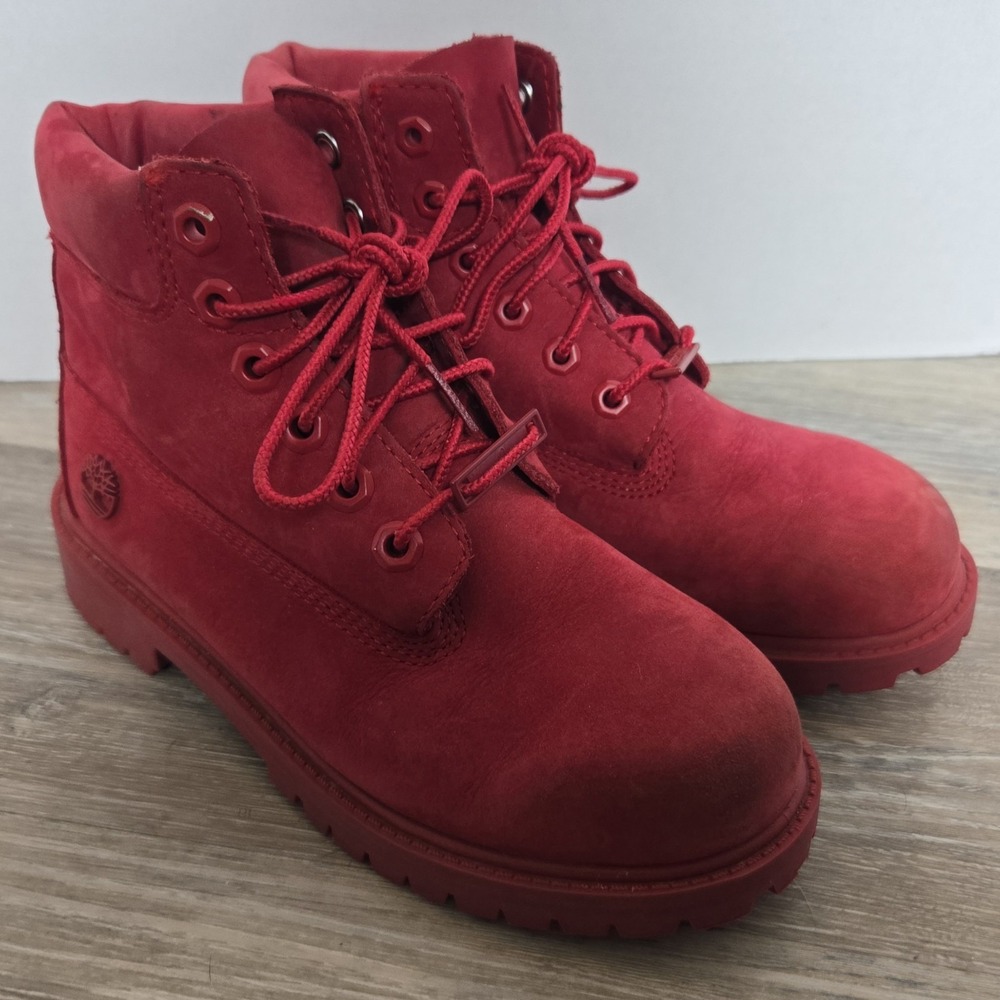 Timberland‎ Boots 6 inch Premium Red Waterproof Kids Youth Juniors Boys Size 2.5